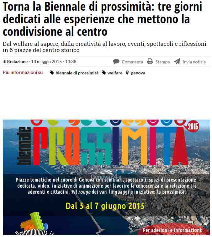 13 Maggio - Articolo sulla Biennale su Genova 24