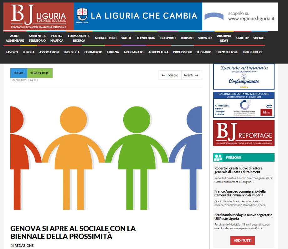 04 Giugno 2015 - Articolo sulla Biennale su BJ Liguria